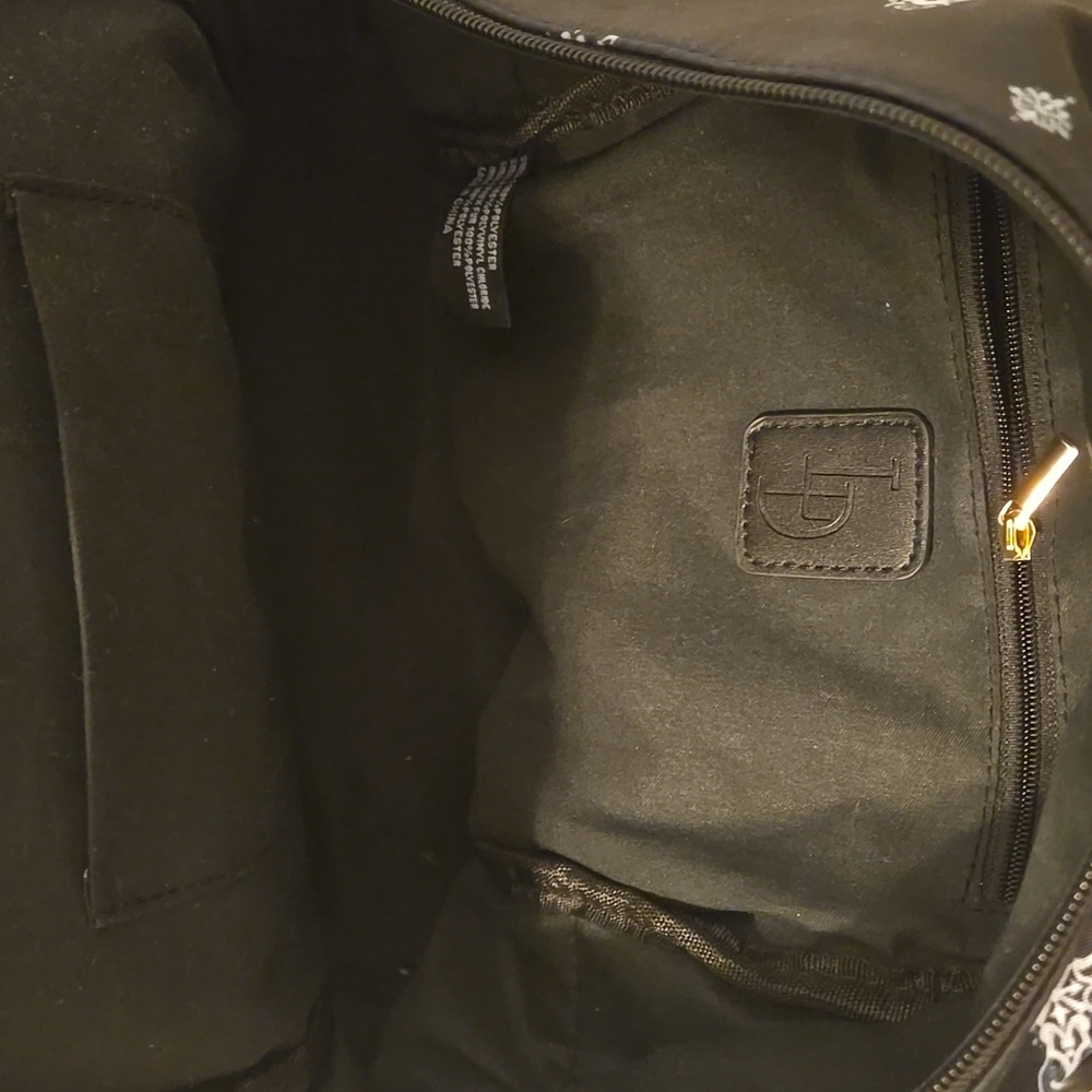 Black Mini Backpack with Cross Pattern And Gold Zippers - Picture 5 of 10